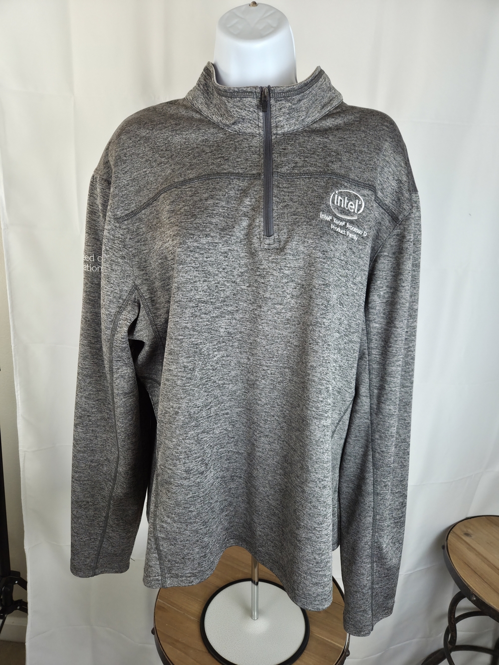 Intel Women's Gray Heather Quarter-Zip Pullover